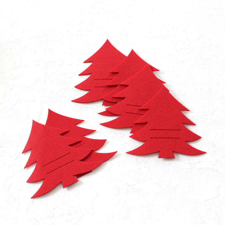 Christmas felt placemat, red pine / 6 pcs - 2