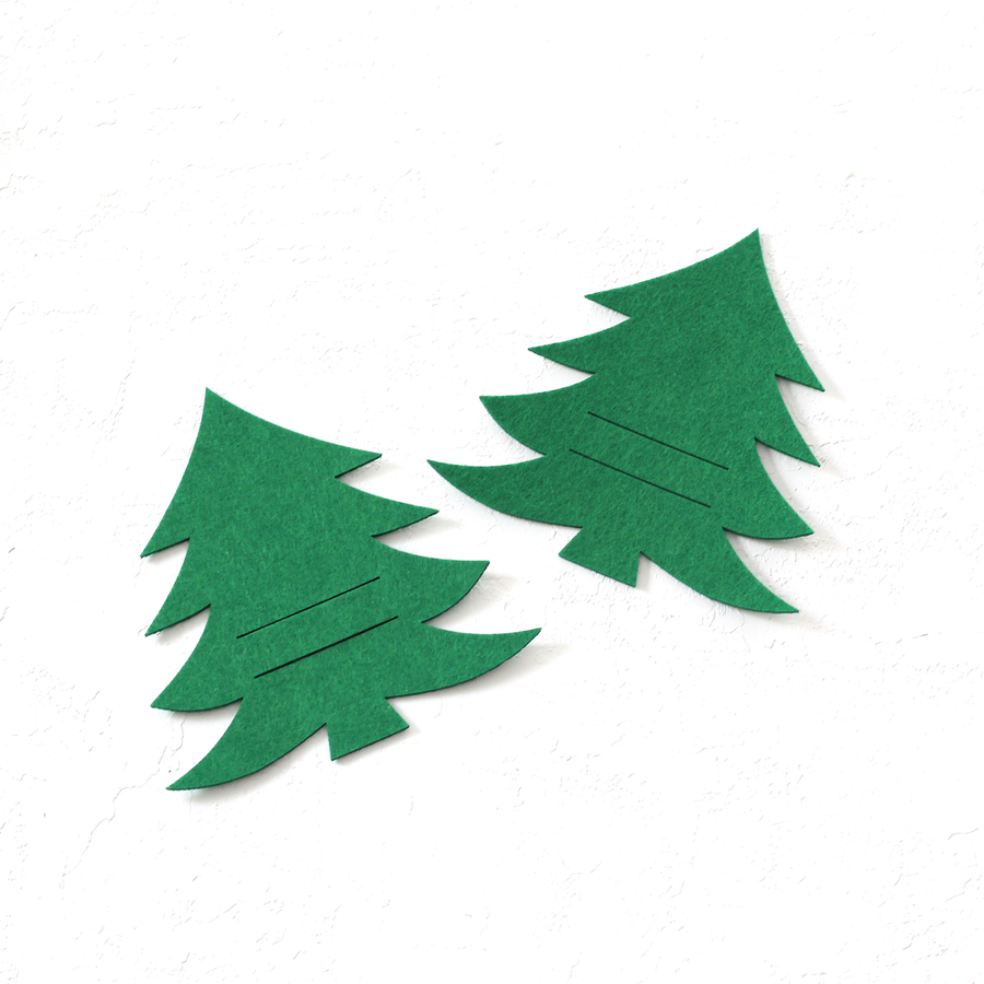 Christmas felt placemat, green pine / 2 pcs - 2