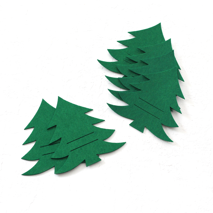 Christmas felt placemat, green pine / 6 pcs - 2