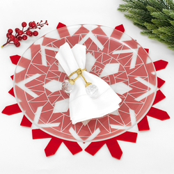 Christmas felt placemat, red snow, 40 cm / 2 pcs - 5