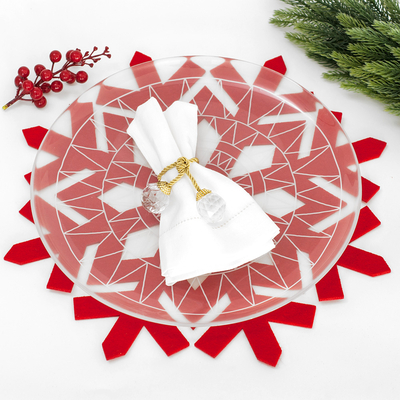 Christmas felt placemat, red snow, 40 cm / 6 pcs - 5