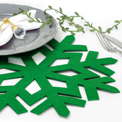 Christmas felt placemat, green snow, 40 cm / 2 pcs - 2