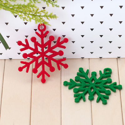 Felt ornament, red snow / 3 pcs - 4