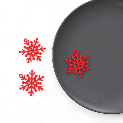 Felt ornament, red snow / 3 pcs - 2