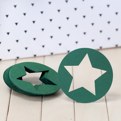 Hang Tags, star / 20 pcs (Dark Green) - 2