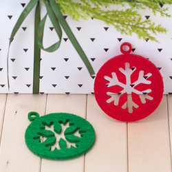 Felt ornament, snow / 3 pcs (Red) - 3