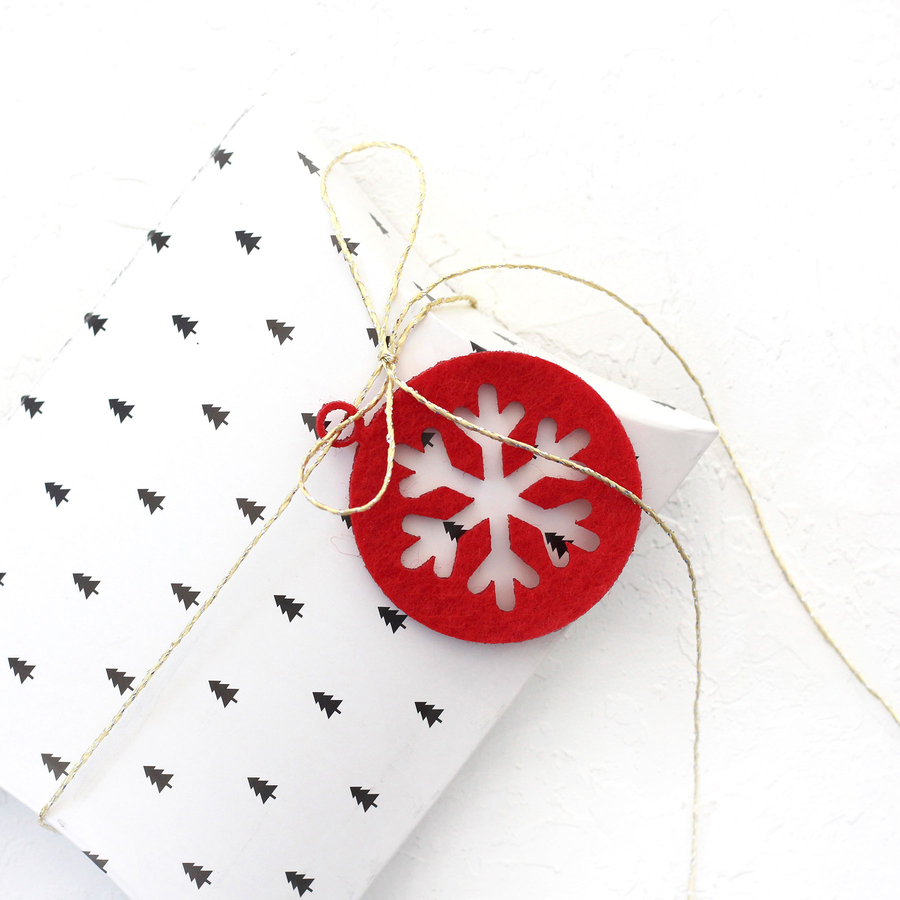 Felt ornament, snow / 3 pcs (Red) - 1