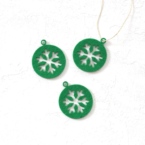 Felt ornament, snow / 3 pcs (Green) - 2