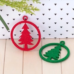 Felt ornament, pine / 3 pcs (Red) - 3