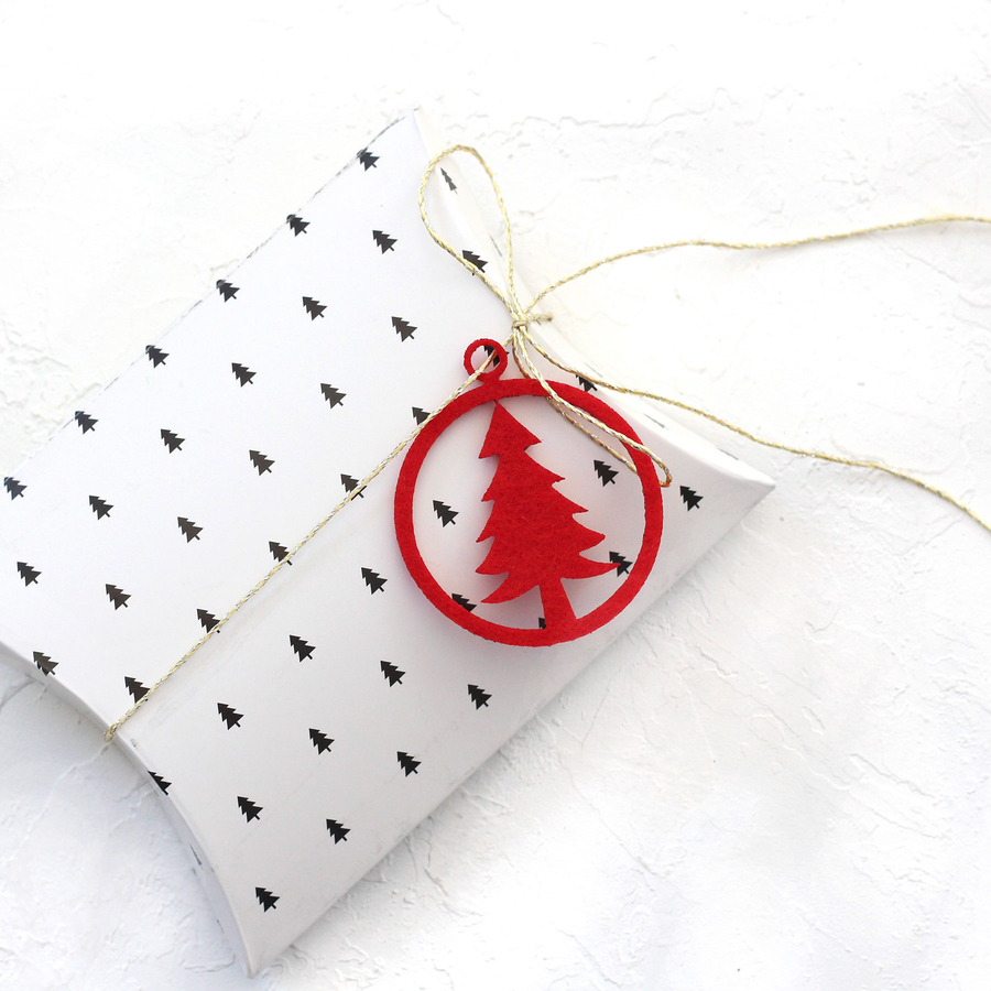 Felt ornament, pine / 3 pcs (Red) - 1