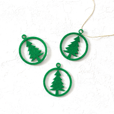 Felt ornament, pine / 3 pcs (Green) - 2