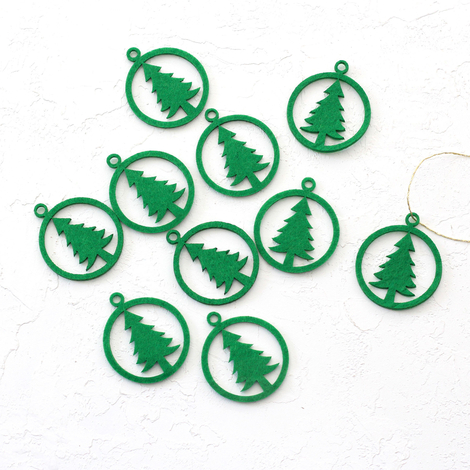 Felt ornament, pine / 10 pcs (Green) - 2