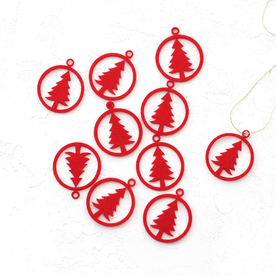 Felt ornament, pine / 100 pcs (Red) - 2