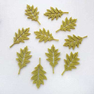 Felt autumn leaves, green / 10 pcs - 1