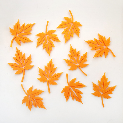 Felt autumn leaves, orange / 10 pcs - 1