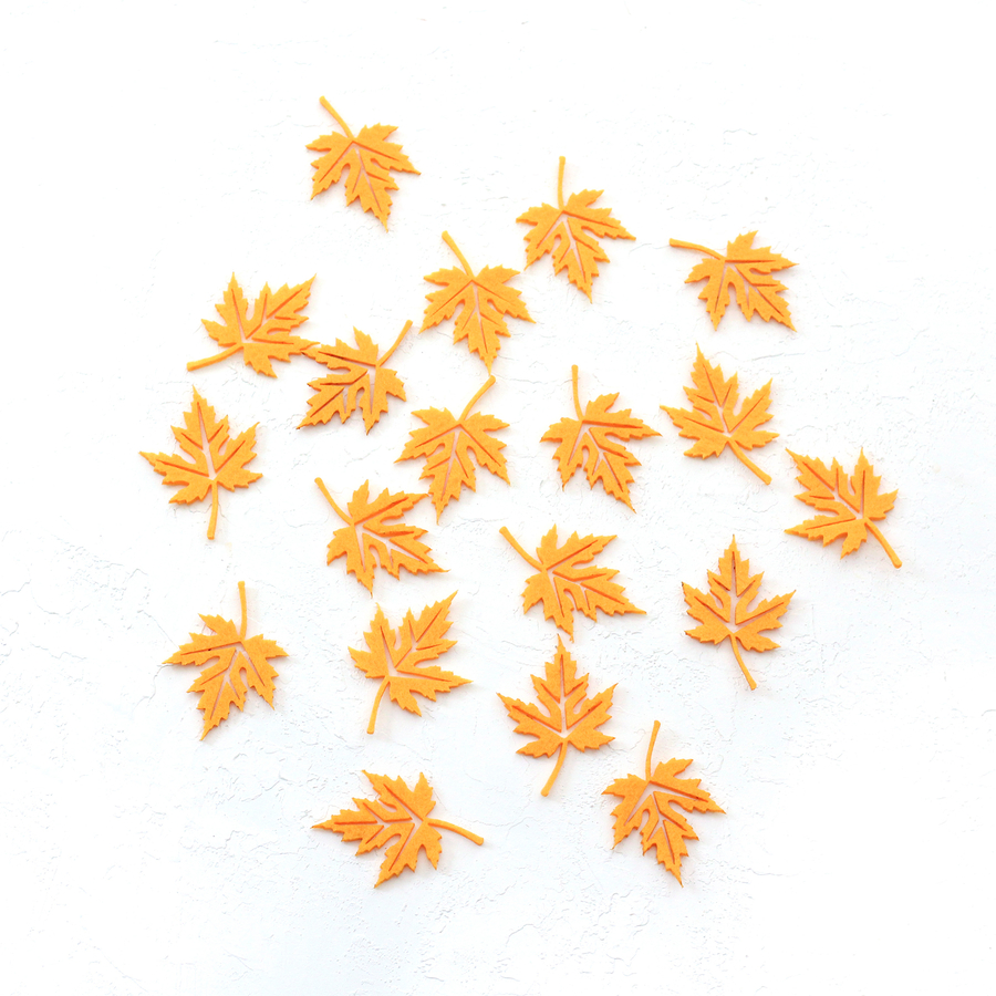 Felt autumn leaves, orange / 20 pcs - 1