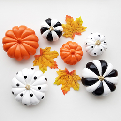 Ceramic pumpkin, orange / Set (2 pcs) - 3