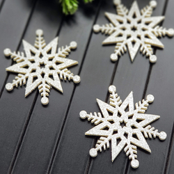 Glittered silver felt snow, elegant / 3 pcs - 2