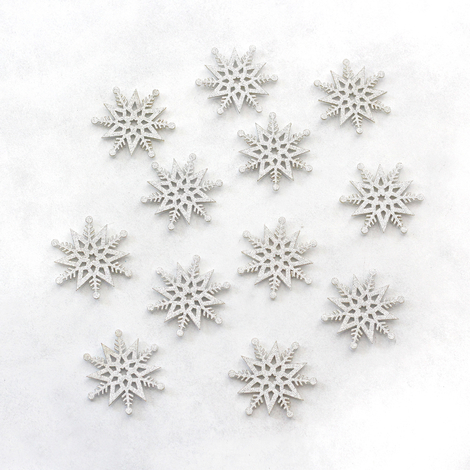 Glittered silver felt snow, elegant / 12 pcs - 2