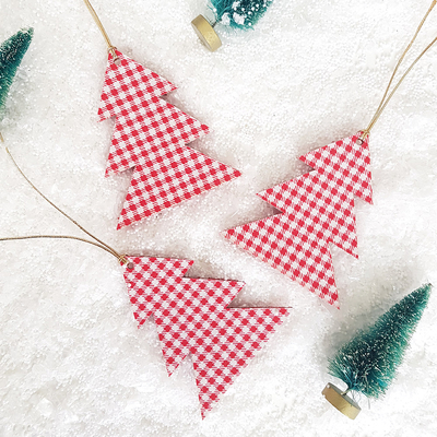 Felt ornament, gingham pine / 3 pcs - 1