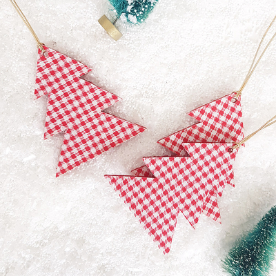 Felt ornament, gingham pine / 3 pcs - 2