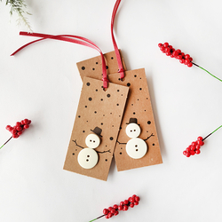 Snowman Hang Tags with buttons / 20 pcs - 2