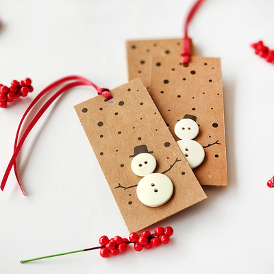 Snowman Hang Tags with buttons / 20 pcs - 1