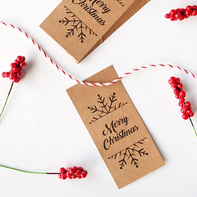 Kraft Hang Tags, merry christmas / 20 pcs - 1