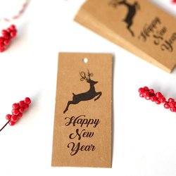 Kraft Hang Tags, happy new year / 20 pcs - 2