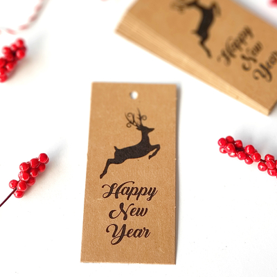 Kraft Hang Tags, happy new year / 20 pcs - 2