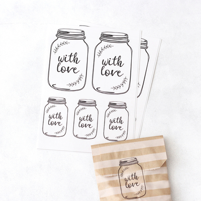 Sticker, transparent jar, 5.9x10 cm - 3.6x6.2 cm / 2 sheets - 2