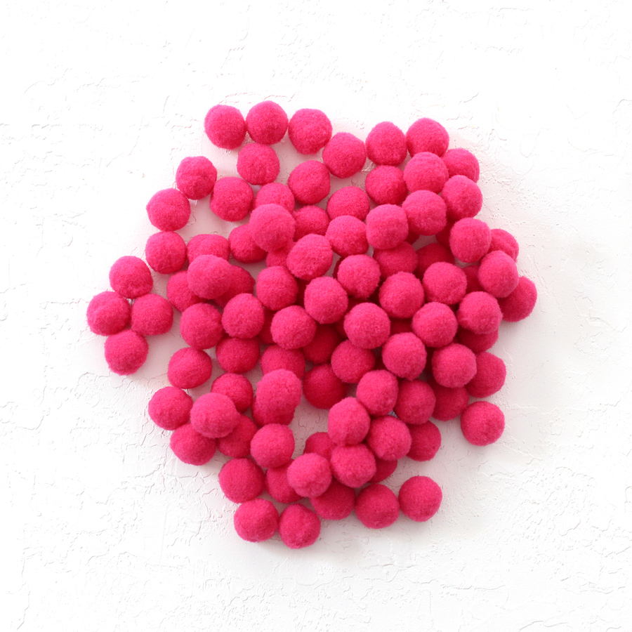 Plush pompom, 1.5 cm / 200 pcs / Dark Pink - 1