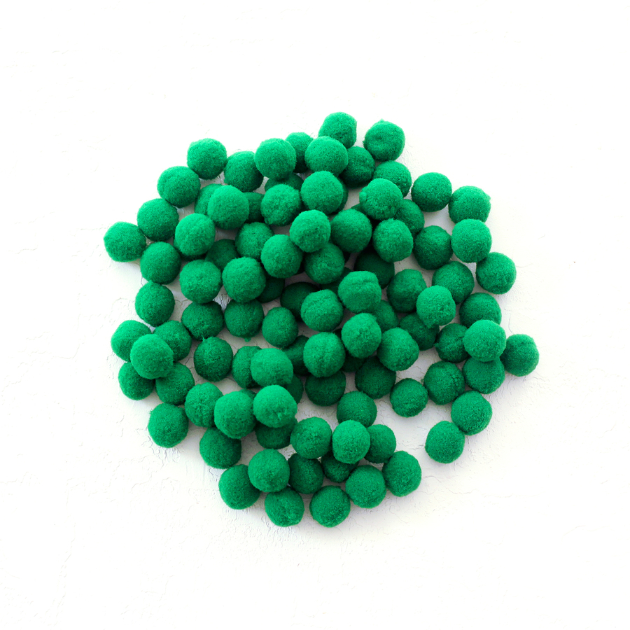 Plush pompom, 1.5 cm / 200 pcs / Dark Green - 1