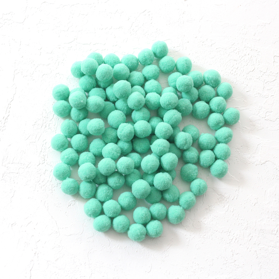 Plush pompom, 1.5 cm / 200 pcs / Mint Green - 1