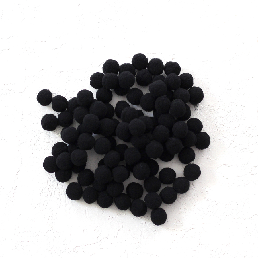 Plush pompom, 1.5 cm / 200 pcs / Black - 1