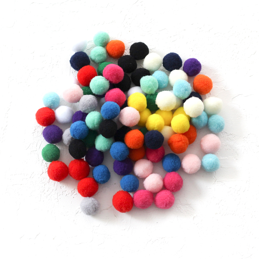 Plush pompom, 1.5 cm / 200 pcs / Mixed - 1