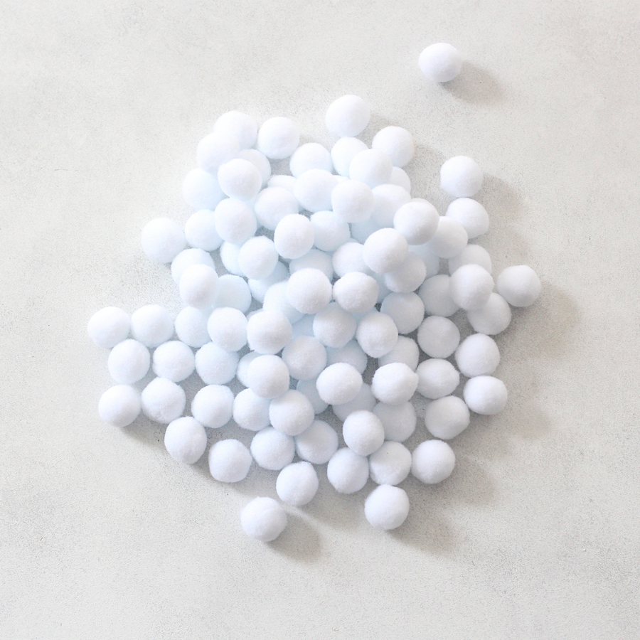 Plush pompom, 1.5 cm / 200 pcs / White - 1