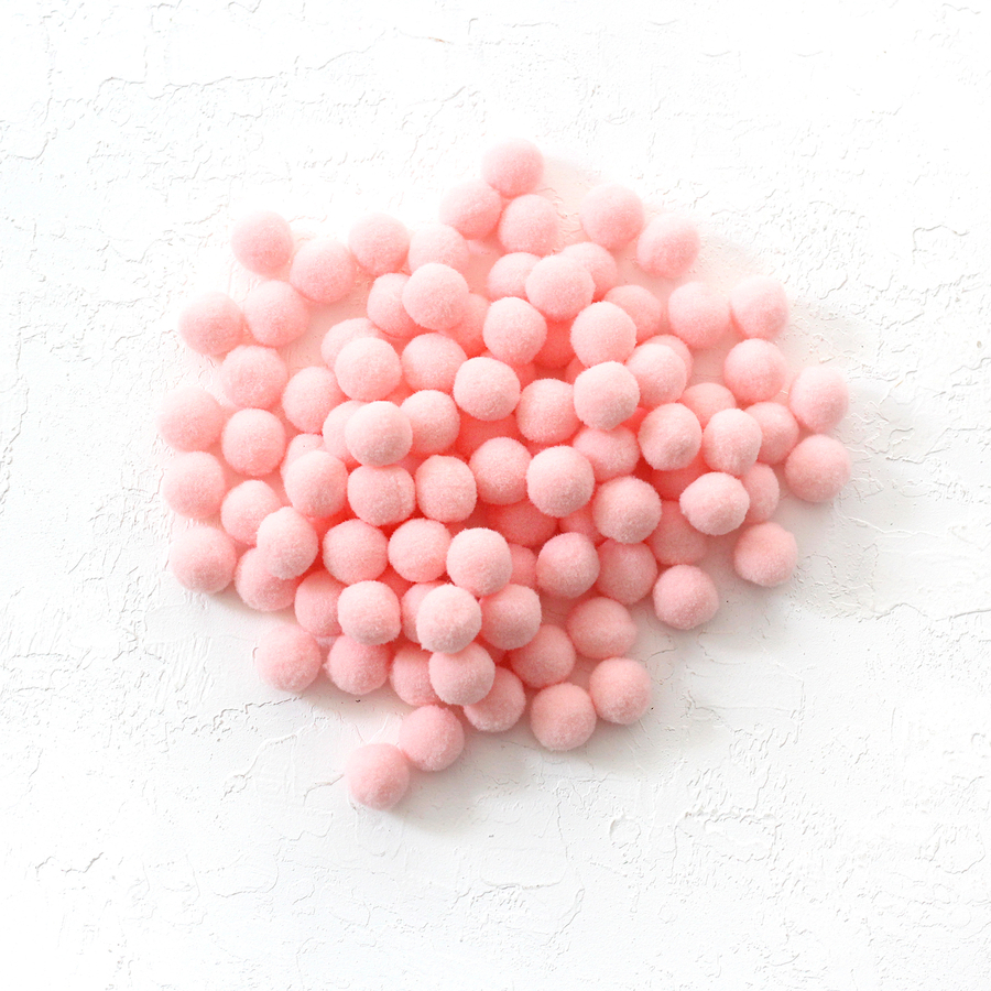 Plush pompom, 1.5 cm / 200 pcs / Light Pink - 1