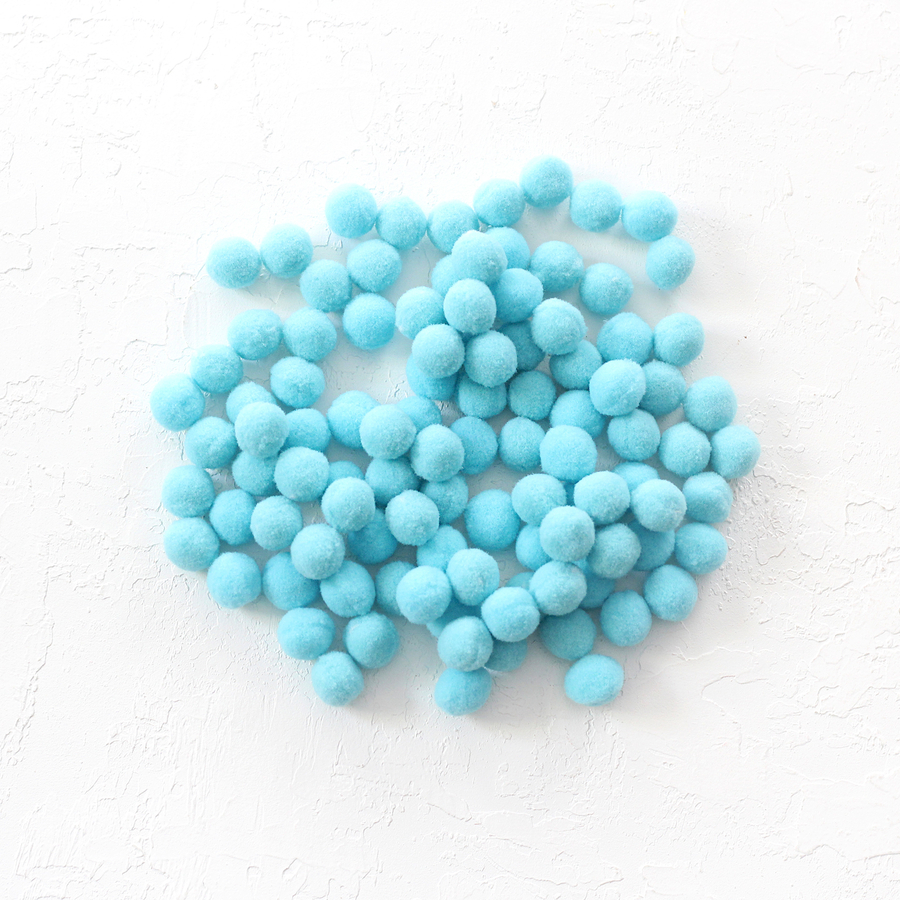 Plush pompom, 1.5 cm / 200 pcs / Light Blue - 1