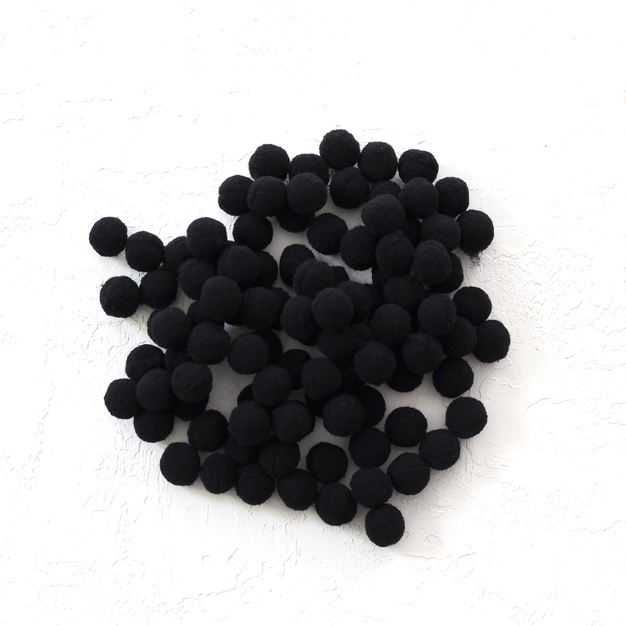 Plush pompom, 1.5 cm / 100 pcs / Black - 1