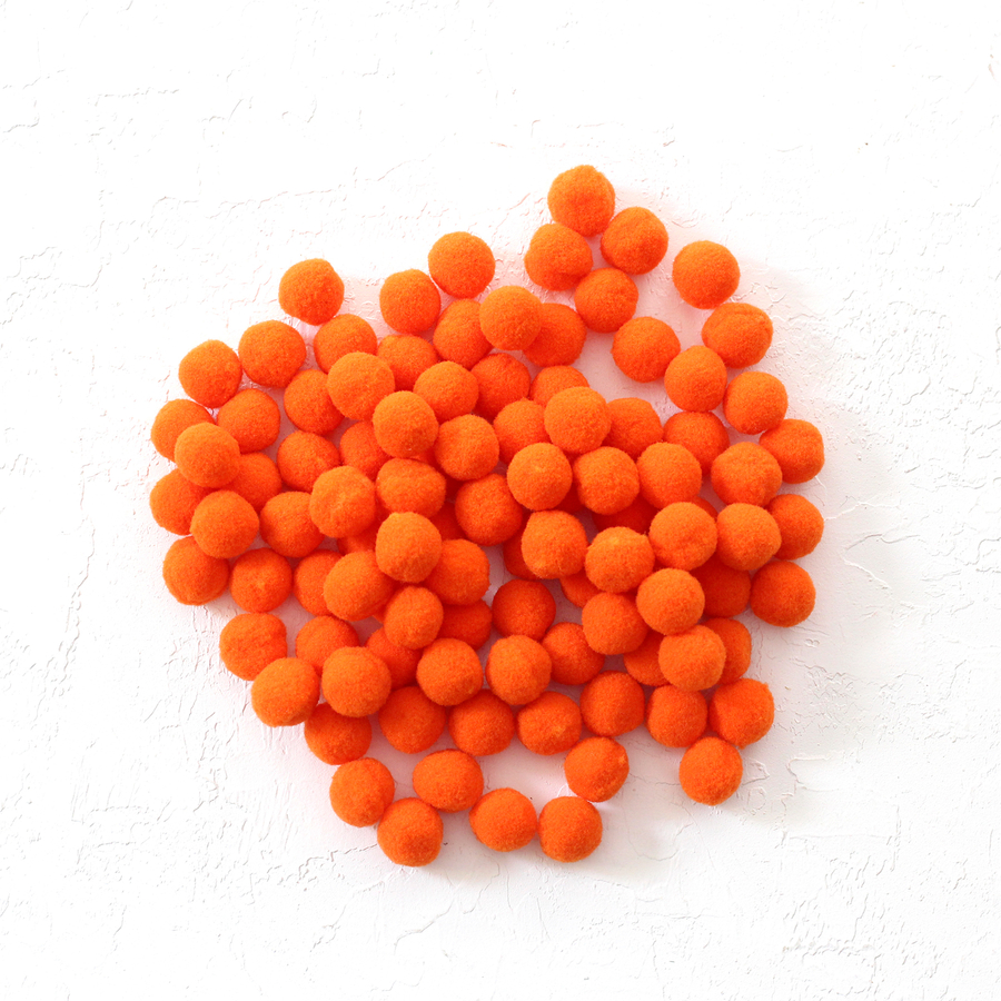 Plush pompom, 1.5 cm / 100 pcs / Orange - 1