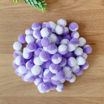 Lilac-white plush pompom, 1.5 cm / 100 pcs - 1