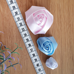 Light pink satin roses, 2 cm / 20 pcs - 2