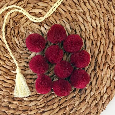 Burgundy wool pompom, 2.5 cm / 100 pcs - 1