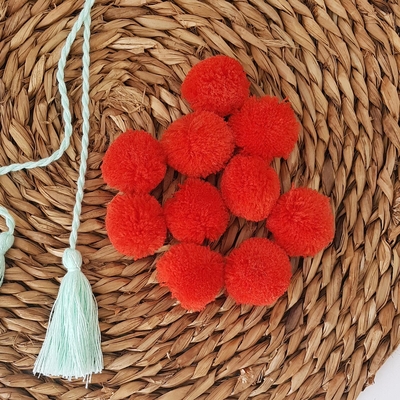 Orange wool pompom, 2.5 cm / 100 pcs - 1