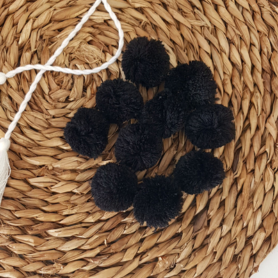 Black wool pompom, 2.5 cm / 100 pcs - 1