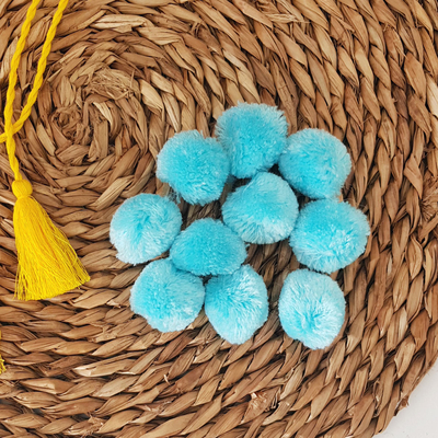 Light blue wool pompom, 2.5 cm / 100 pcs - 1