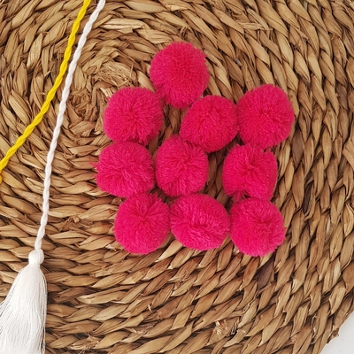 Dark pink wool pompom, 2.5 cm / 100 pcs - 1