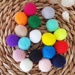 Plush pompom, 2.2 cm / 100 pcs / White - 4