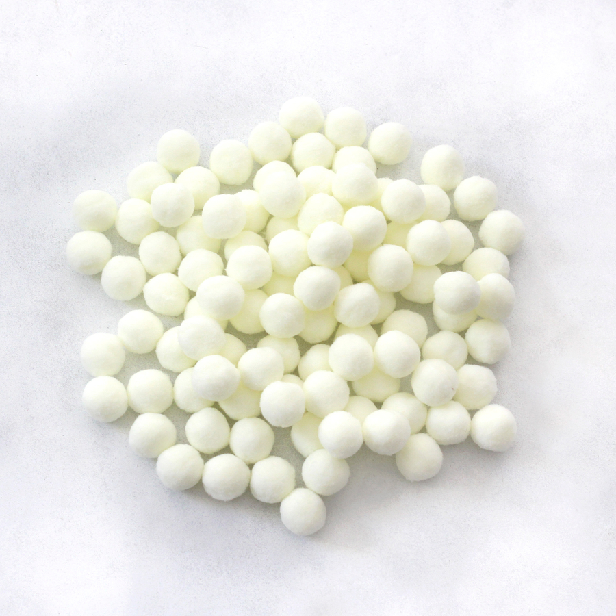 Plush pompom, 2.2 cm / 100 pcs / Off-White - 1